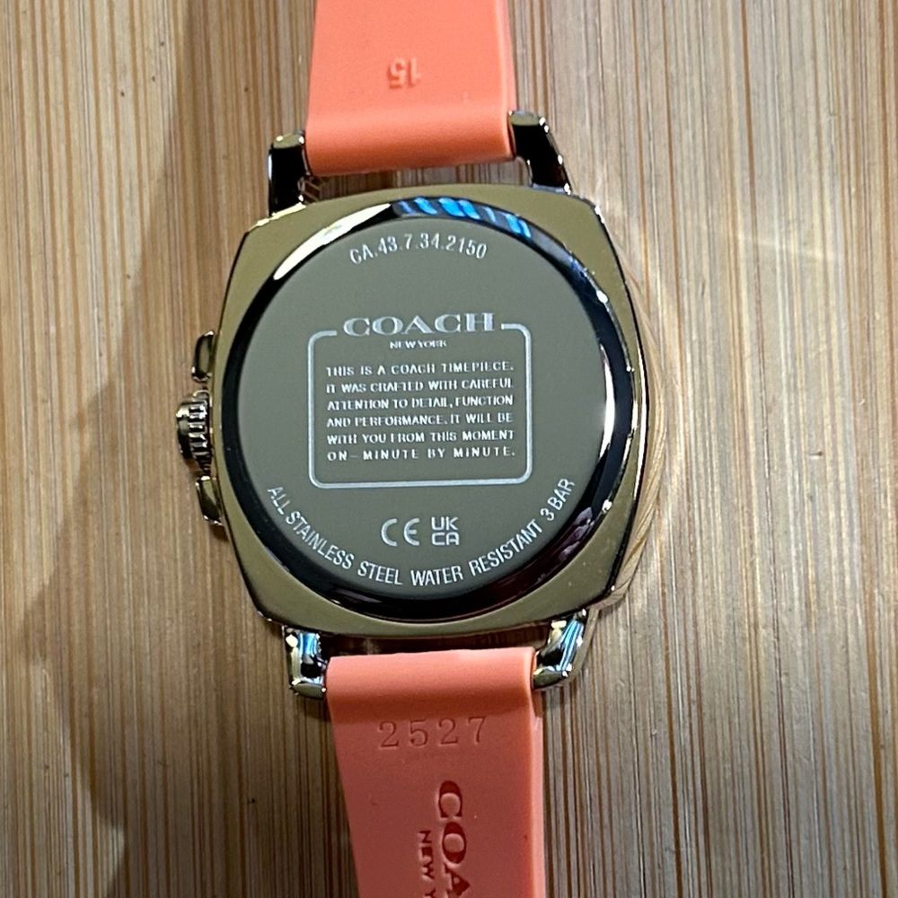 Coach Boyfriend Watch With 34mm Golden Face & Orange Silicone Band - Picture 2 of 7